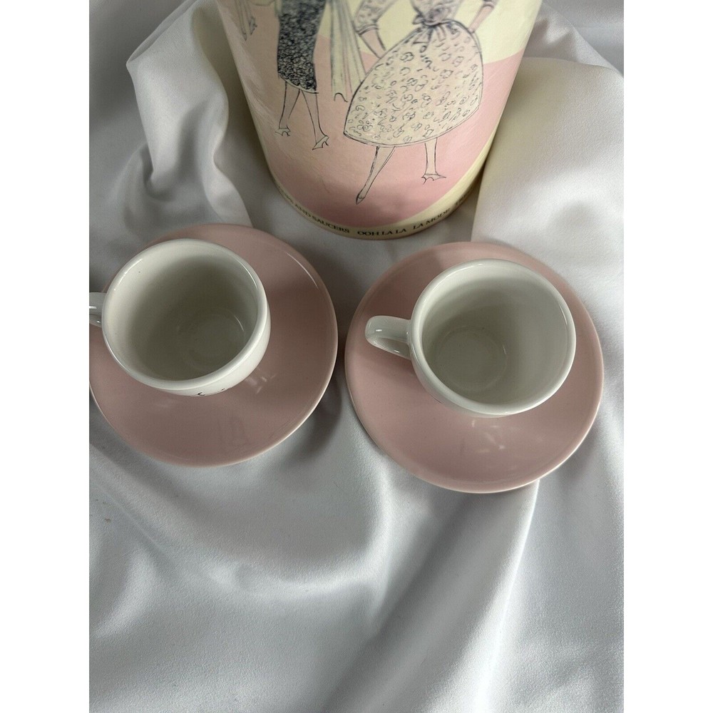 Ooh La La Espresso Cups And Saucers Set Of 4 ROSANNA French Style Retro Style - Picture 10 of 16